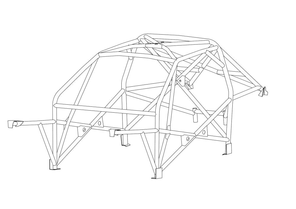 BMW E36 4dr Step 2 International Multipoint T45 roll cage kit. FIA Certificated