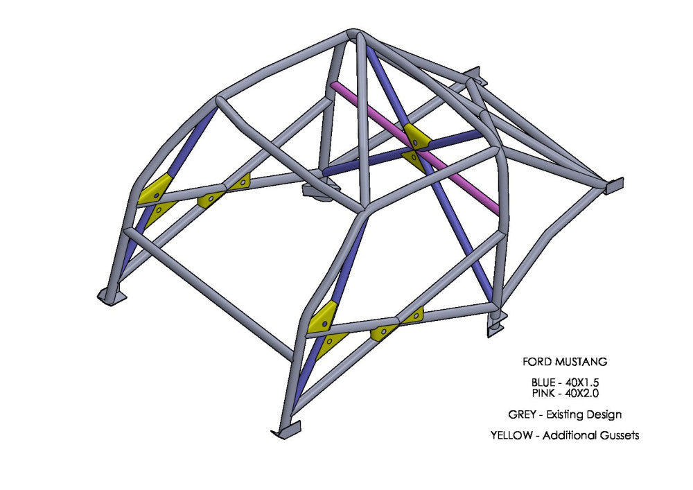 FORD Mustang Notchback International T45 roll cage kit. FIA Certificated